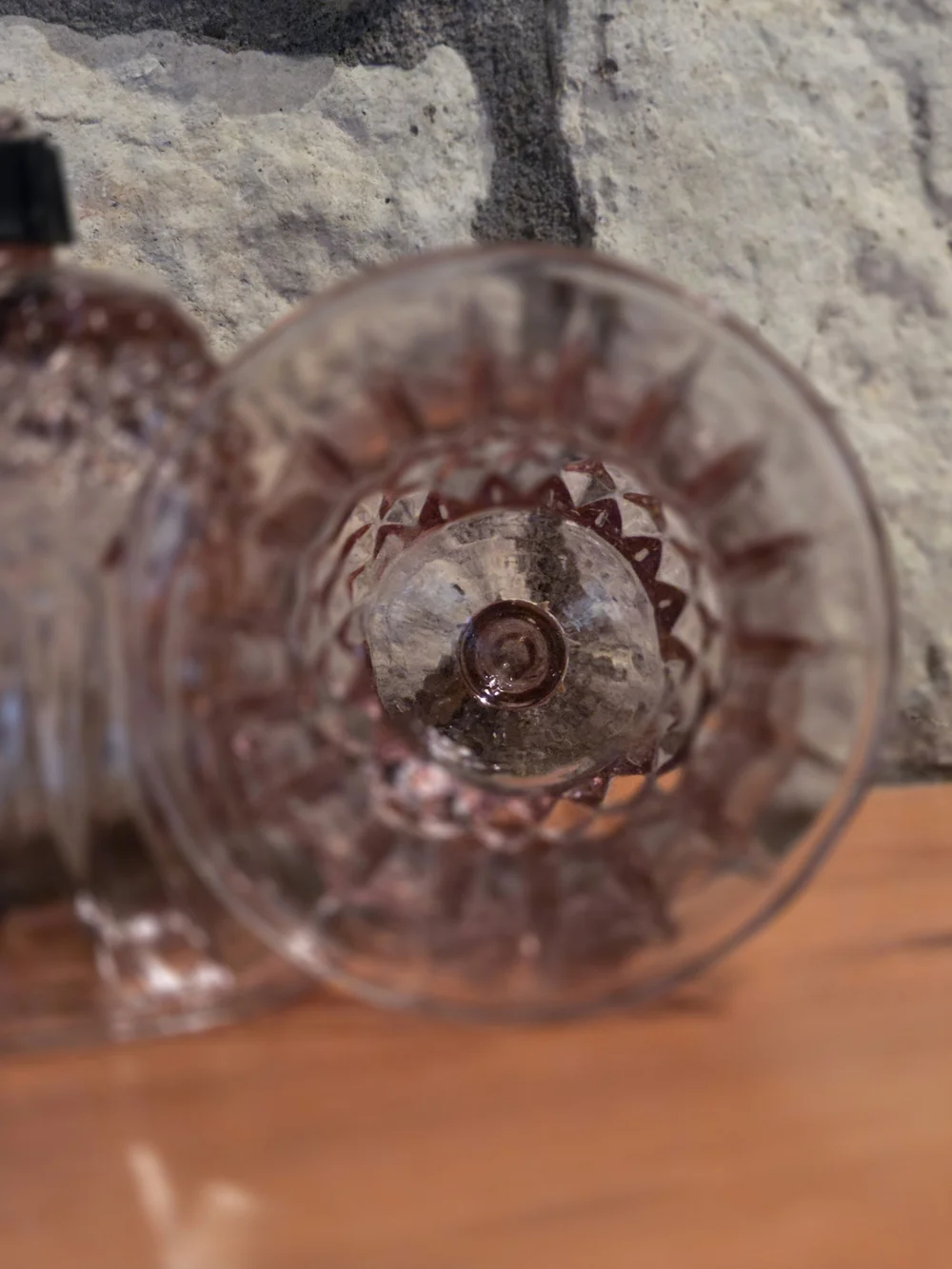 Lot  of 2 Vtg HOMCO 1201 Cathedral Diamond Plum Glass Votive Cup Candleholders